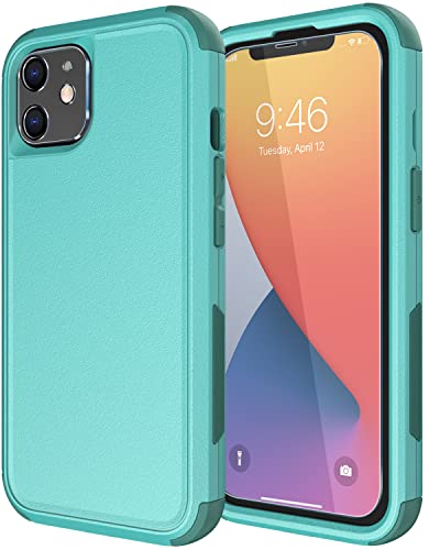Diverbox for iPhone 11 Case [Shockproof] [Dropproof] [Tempered Glass Screen Protector],Heavy Duty Protection Phone Case Cover for Apple iPhone 11 (Teal-3in1) - color: Teal-3in1