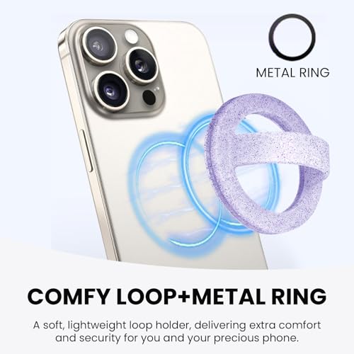 Magnetic Silicone Phone Grip Ring Holder Compatible with MagSafe Phone Case - color: Starlight Purple