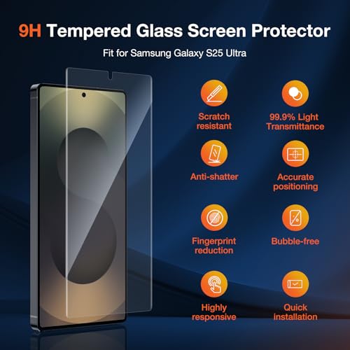 KUZOOM Screen Protector for Samsung Galaxy S25 Ultra, 2 Pack - color: Galaxy S25 Ultra Transparent