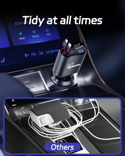 Retractable Car Charger,Super Fast USB Car iPhone Charger,Gifts for Men Women Car Truck Accessories for iPhone 15/14/13/12 Pro Max XR,iPad,Samsung,Pixel - size: Dual Lightning Cords
