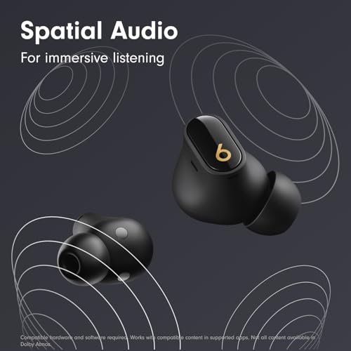 Beats Studio Buds + | True Wireless Noise Cancelling Earbuds, Enhanced Apple & Android Compatibility, Built-in Microphone, Sweat Resistant Bluetooth Headphones, Spatial Audio - Black/Gold - color: Black/Gold, style: Standalone