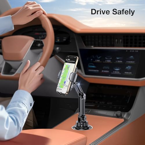 Cup Holder Phone Holder, [Easy Install] Adjustable Long Neck Cup Phone Holder for Car, [Sturdy & Durable] Universal Car Phone Holder for iPhone, Samsung, Google and All 4"-7" Smartphones - color: Black