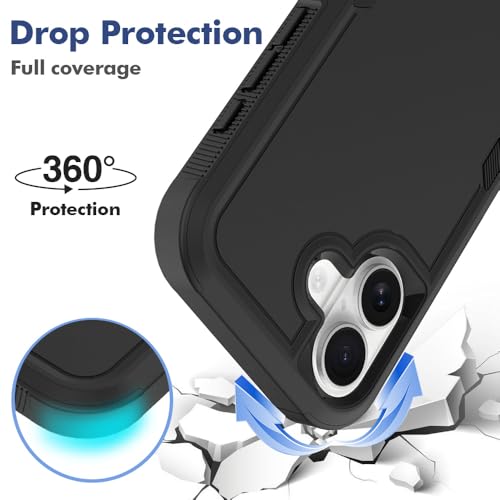Heavy‑Duty Rugged Anti‑Drop Shockproof Protective Phone Case for iPhone 17, Durable Protective Shell, Black - color: Black, size: iPhone 17