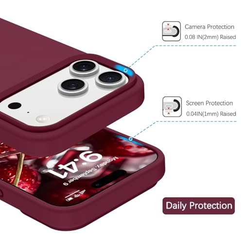 GUAGUA Compatible with iPhone 17 Pro Max Case 6.9 Inch Liquid Silicone Soft Gel Rubber Slim Thin Microfiber Lining Cushion Texture Cover Shockproof Protective Phone Case for iPhone 17 Pro Max,Wine Red - color: Wine Red, size: iPhone 17 Pro Max
