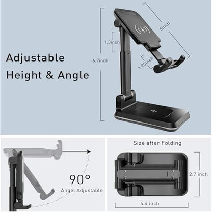 Dual 10W Wireless Charger Fast Foldable Compatible with ASUS Zenfone 11/12 Ultra, Stand 2-Coils Charging Pad Slim
