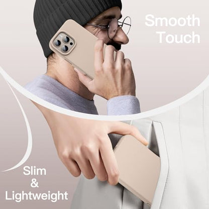 JETech Silicone Case for iPhone 16 Pro, Desert Titanium | Silky Soft Touch, Shockproof Protection, Scratch Resistant, Microfiber Lining - color: Desert Titanium, size: iPhone 16 Pro