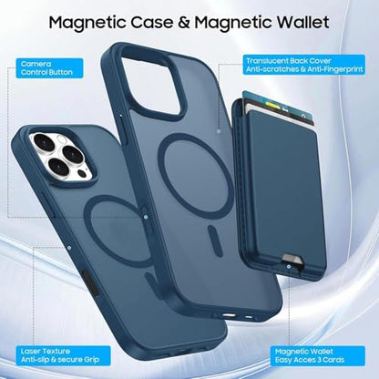 Magnetic for iPhone 16 Pro Wallet Case, Deep Blue - color: Deep Blue, size: iPhone 16 Pro