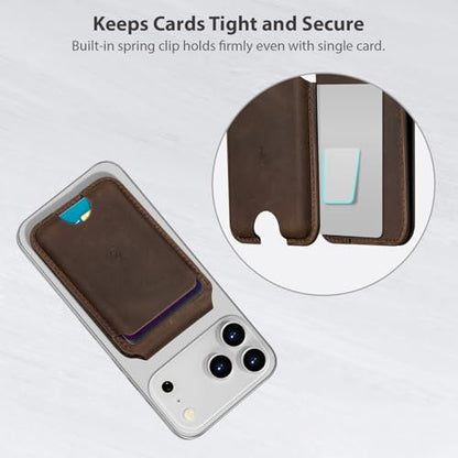 Belemay Crazy Horse Leather Magnetic Wallet for MagSafe Adjustable Stand - color: Rustic Brown