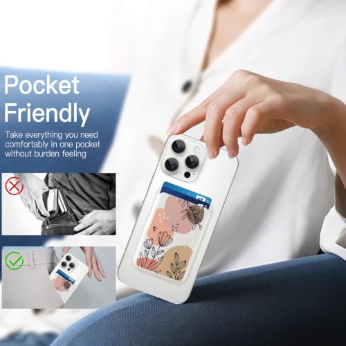 Compatible with MagSafe Wallet, Cute Floral Flower Pattern, Beige - color: Beige Floral