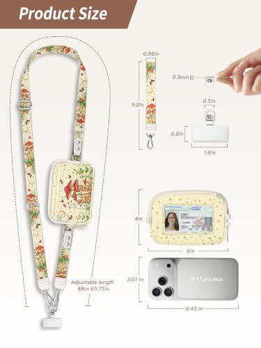 Clip and Go Strap for Phone with Wallet Crossbody Lanyard Mushroom - color: Mushroom