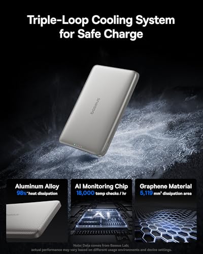 Baseus Picogo Magsafe Portable Charger, Qi2 15W 0.5" Ultra Slim 10000mAh Wireless Power Bank, 27W Fast Charging Magnetic Battery Pack with USB-C for iPhone 17 Pro Max/17 Pro/Air/16/15/14/13/12 | 10000mAh Wireless Power Bank, 27W Fast Charging Magnetic Bat