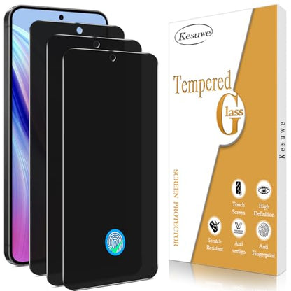 3 Pack Privacy Screen Protector for Samsung Galaxy S24 Plus/S24+ Anti Spy Private Tempered Glass Film, Fingerprint Unlock, Anti Scratch, 9H Hardness, Bubble Free, Case Friendly