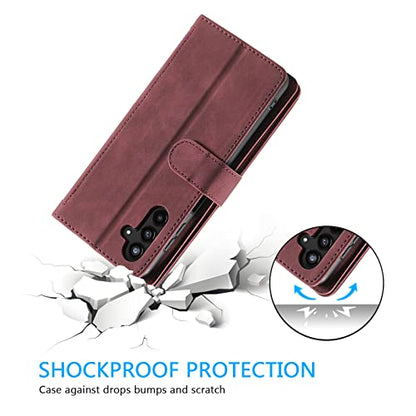 EYZUTAK Wallet Phone Case for Samsung Galaxy A16 4G/5G, Retro Matte 9 Card Holder Slots Zipper Pocket Handbag Case PU Leather Magnetic Closure Kickstand with Wrist Strap Flip Purse Case - Wine Red - color: Wine Red, size: Samsung Galaxy A16 4G/5G