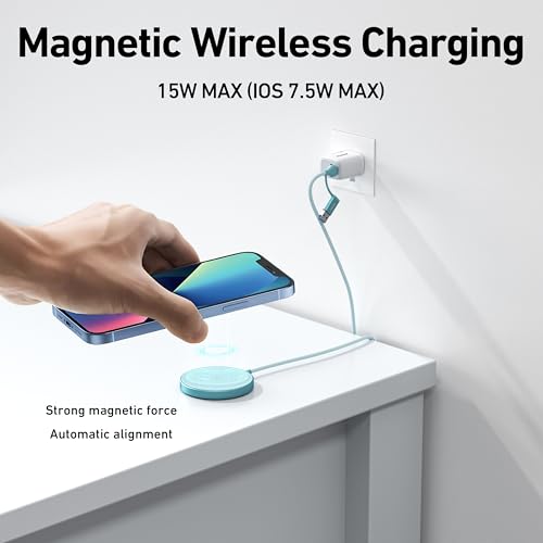 BENFEI Magnetic Wireless Charger Compatible with MagSafe for iPhone 17/16/15/14/13/12, Aluminum, up to 7.5W, 1.5m Cable - color: Teal