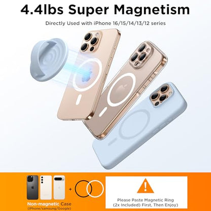 Magnetic Phone Grip for MagSafe, Silicone Ring Grip, Baby Blue - color: Baby Blue