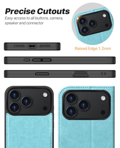 OCASE for iPhone 17 Pro Max Detachable Wallet Case with Card Holder, 2 in 1 PU Leather Flip Folio with RFID Blocking Stand Wrist Strap Shockproof Phone Cover 6.9 Inch 2025, Ice Blue - color: Ice Blue, size: iPhone 17 Pro Max