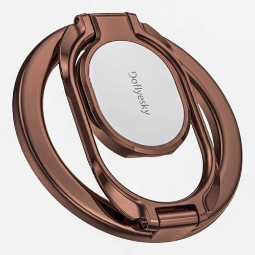 Doflyesky Magnetic Phone Ring Holder for Magsafe Phone Grip, Double-Sided Magnetics Adjustable Gym Finger Ring Grip Kickstand, Removable Phone Grip, for iPhone, iPad and Smartphones(Brown) - color: Brown