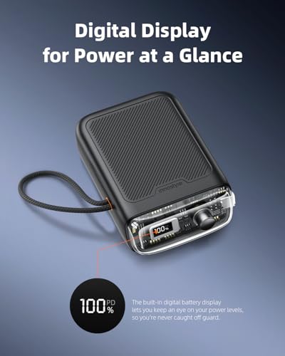 Innostyle 10000mAh Power Bank, 30W Portable Charger with Built‑in USB‑C - color: Black