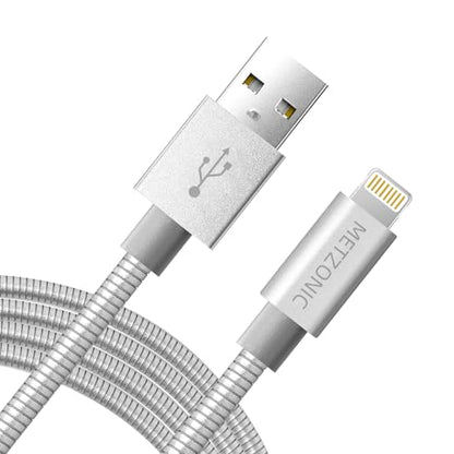 MFi Certified Metal Braided Charger Cable 6.6ft Stainless Steel Chew Proof Lightning Cord with Short-Circuit Resistant Coating, Fast Charging & Data Sync for iPhone 14/13/12/11/X/iPad