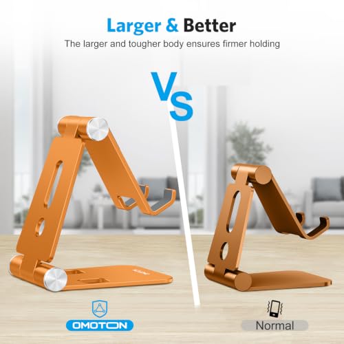 OMOTON Foldable Cell Phone Stand, C4 Portable Aluminum Phone Holder - color: Orange
