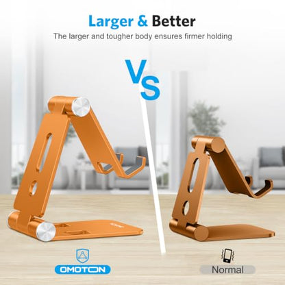OMOTON Foldable Cell Phone Stand, C4 Portable Aluminum Phone Holder - color: Orange