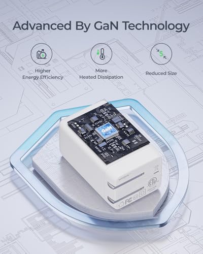 wegear 67W USB C Charger, 3-Port GaN Fast Charging Block with Foldable Plug - color: White