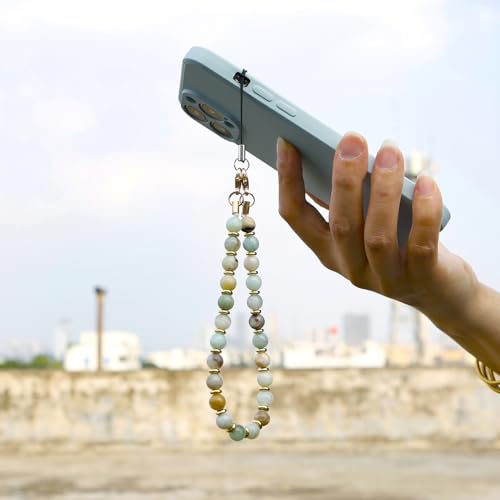 TENOC Marble Beaded Phone Wrist Strap, Amazonite - color: B-amazonite