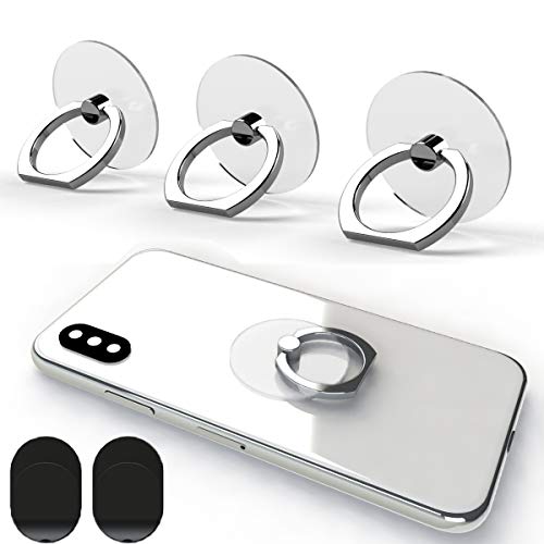 Transparent Phone Ring Holder Grip 360 Degree Free Rotation, Clear Cell Phone Finger Ring Kick-Stand Compatible with iPhone X 8 7 Plus 6S 6 5s 5 SE, Galaxy S9 S8 S7 S6 Edge (Silver) - color: Silver
