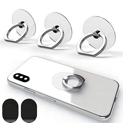 Transparent Phone Ring Holder Grip 360 Degree Free Rotation, Clear Cell Phone Finger Ring Kick-Stand Compatible with iPhone X 8 7 Plus 6S 6 5s 5 SE, Galaxy S9 S8 S7 S6 Edge (Silver) - color: Silver