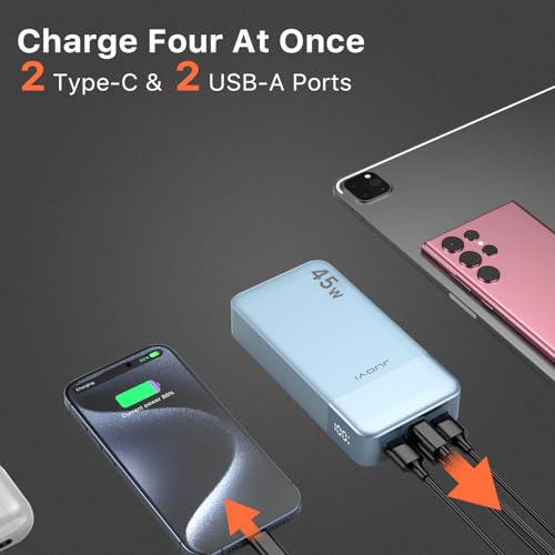 JUOVI Portable Charger 45W 20000mAh Fasting Charging Power Bank - color: Blue