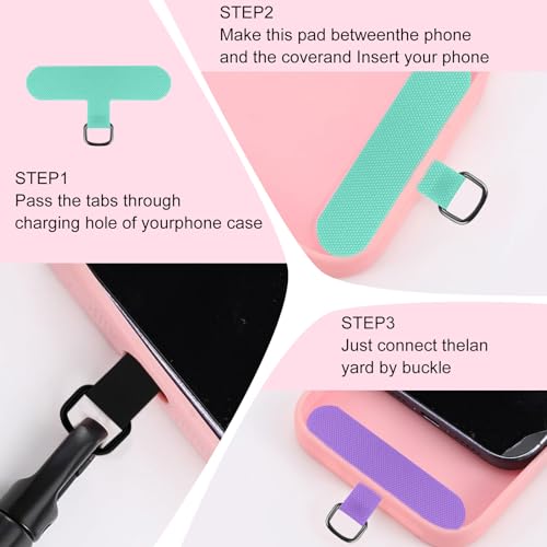 18PCS Phone Tether Tabs multi-color Universal Without Adhesive Phone Lanyard Patch Replacement Parts, nylon material Compatible with full protective case