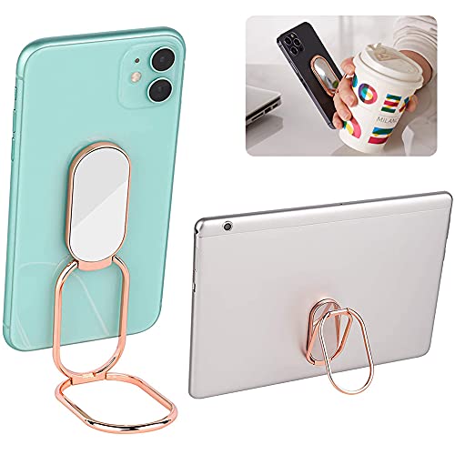 Cell Phone Ring Holder Finger Kickstand, CLZWiiN Foldable 360° Rotation Cellphone Stand for Desk, Office Desktop, Magnetic Car Mount, Metal Multi-Angle for Phone Back Grip (Rose Gold) - color: Rose Gold