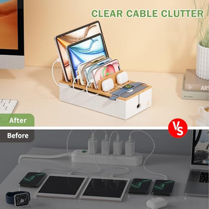 Pezin Hulin Multi Devices Charging Station - Natural +White - color: Natural+White