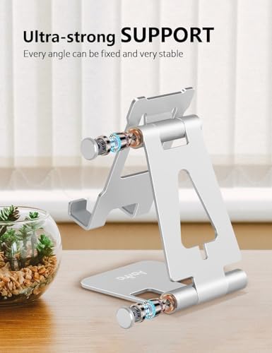 Aoviho Foldable Cell Phone Stand for Desk, Holder for iPhone,Silver - color: Silver