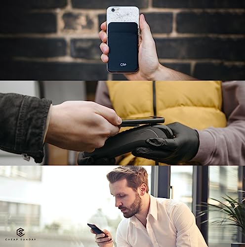 2 Pack Cell Phone Wallet Credit Card Holder for Back of Case Stick On Sticky Stretchy Wallet Sleeves Adhesive Pouch Lid Secure Pocket for iPhone, for Galaxy and Androids - Black - color: Black+Black