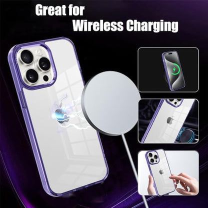 for iPhone 15 Pro Max Case,[Anti-Yellowing] [Military-Grade Protection] Anti-Scratch Transparent Back Slim Shockproof 15 Pro Max Phone Case 6.7 inch (Purple) - color: Purple