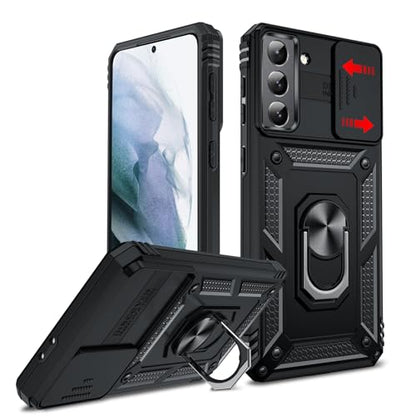 LeYi for Samsung-Galaxy S21 Phone Case: with Slide Camera Cover | Rugged Shockproof Cell Android Samsung S21 Case Cover Funda Magnetic Stand S 21 21S 5G, Black - color: TC Black, size: S21 5G 6.2inch