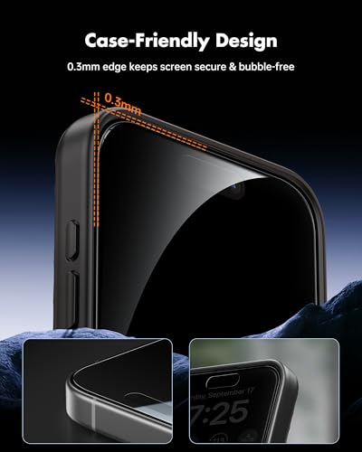 UNBREAKcable iPhone 16 Pro Max Privacy Screen Protector 2-Pack, Upgraded Dual-Tempered Glass + 2 Camera Lens Protectors, 25° Anti-Spy, Military-Grade 9H+, HD Clear, Anti-Fingerprint, 6.9 Inch - size: iPhone 16 Pro Max