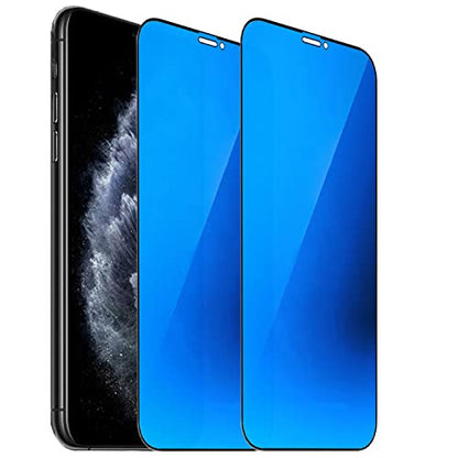 2 Pack Anti-Blue Privacy Tempered Glass for iPhone X/iPhone XS/iPhone 11 Pro Mirror Anti-Spy Screen Protector Anti-Peeping Film Electroplated 5.8 inch Blue - size: For iPhone X / iPhone XS / iPhone 11 Pro