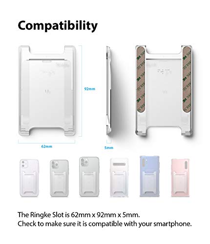 Ringke Slot Card Holder for Phone Case, Business Card Holder for Back of Phone, ID Credit Card Holder Stick on for Women Men, Phone Wallet Compatible with iPhone, Galaxy, and Pixel - Clear Mist - color: Clear Mist