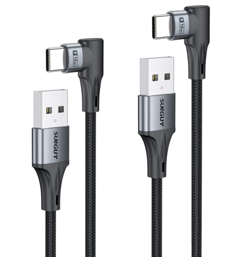 SUNGUY Right Angle USB A to USB C Cable 1FT 2Pack,90 Degree USB C to USB A - size: 1FT+1FT