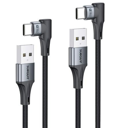 SUNGUY Right Angle USB A to USB C Cable 1FT 2Pack,90 Degree USB C to USB A - size: 1FT+1FT