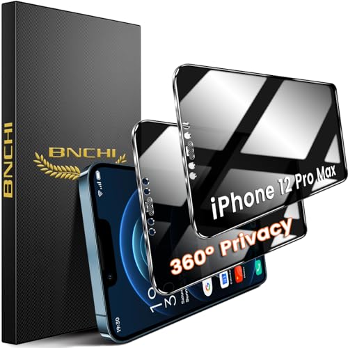 2 Pack 4 Way 360° Privacy Screen Protector for iPhone 12 Pro Max, Horizontal and Vertical All Around Anti-Spy 9H Tempered Glass Film, Scratch Resistant, Zero Bubbles, Face ID Sensitive - size: iPhone 12 Pro Max
