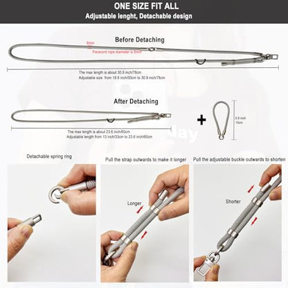 DAOSUN Phone Lanyard CellPhone Strap Crossbody, 3 in 1 Detachable Anti Theft Phone Cross Body Strap - color: Gray-8mm Paracord