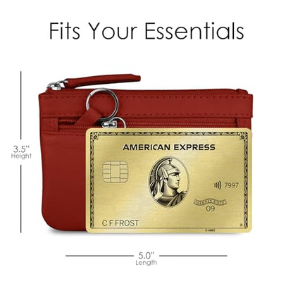 ili New York Leather Mini Compact Coin Purse - Red - color: Red