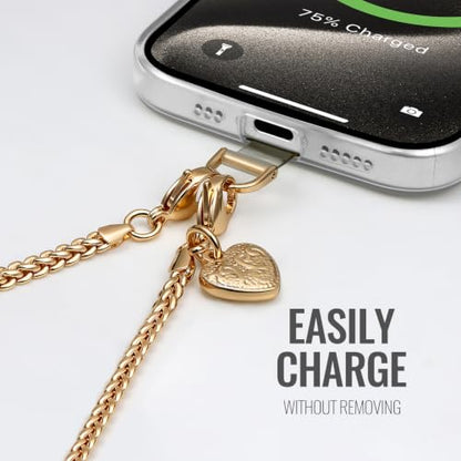 Phone Charm Strap Detachable Wrist Strap For iPhone Anti Theft Strap Phone Chain Wristlet - color: Gold
