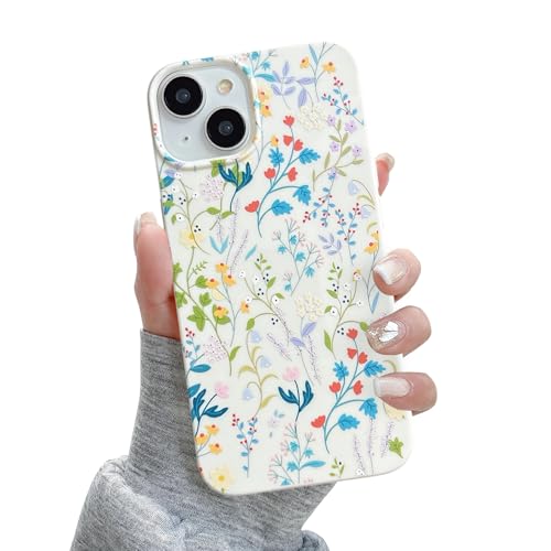 QLTYPRI for iPhone 13 Case Cute Pink Floral Flower, Floratopia | Cute Flower Pattern Aesthetic Phone Case,Raised Camera Protection,Slim Soft TPU Shockproof Protective Cover for Girls Women - color: Colorful Floratopia, size: iPhone 13