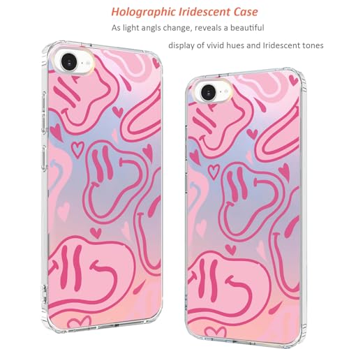 for iPhone 17e & 16e Case: Slim Clear Matte Cute Flowers Floral Design for Girls Women Military Grade Drop Protection TPU Bumper Shockproof Silicone Phone Cover (Fun Smile) - color: Fun Smile