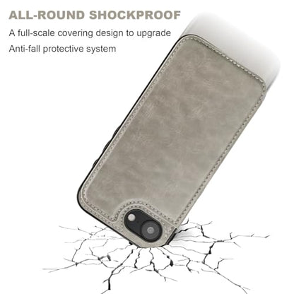ONETOP for iPhone 17e/16e Wallet Case with Credit Card Holder,Gray | Kickstand,ID/Cash Holder,Case Wallet with Card Slots,Double Magnetic Clasp,Durable PU Leather Shockproof Cover for Women Men - color: Gray