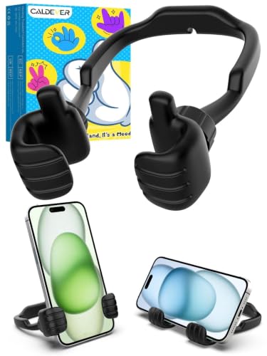 Stocking Stuffers for Teens Boys Men Kids Gifts Thumbs Up Lazy Phone Holder - color: Black